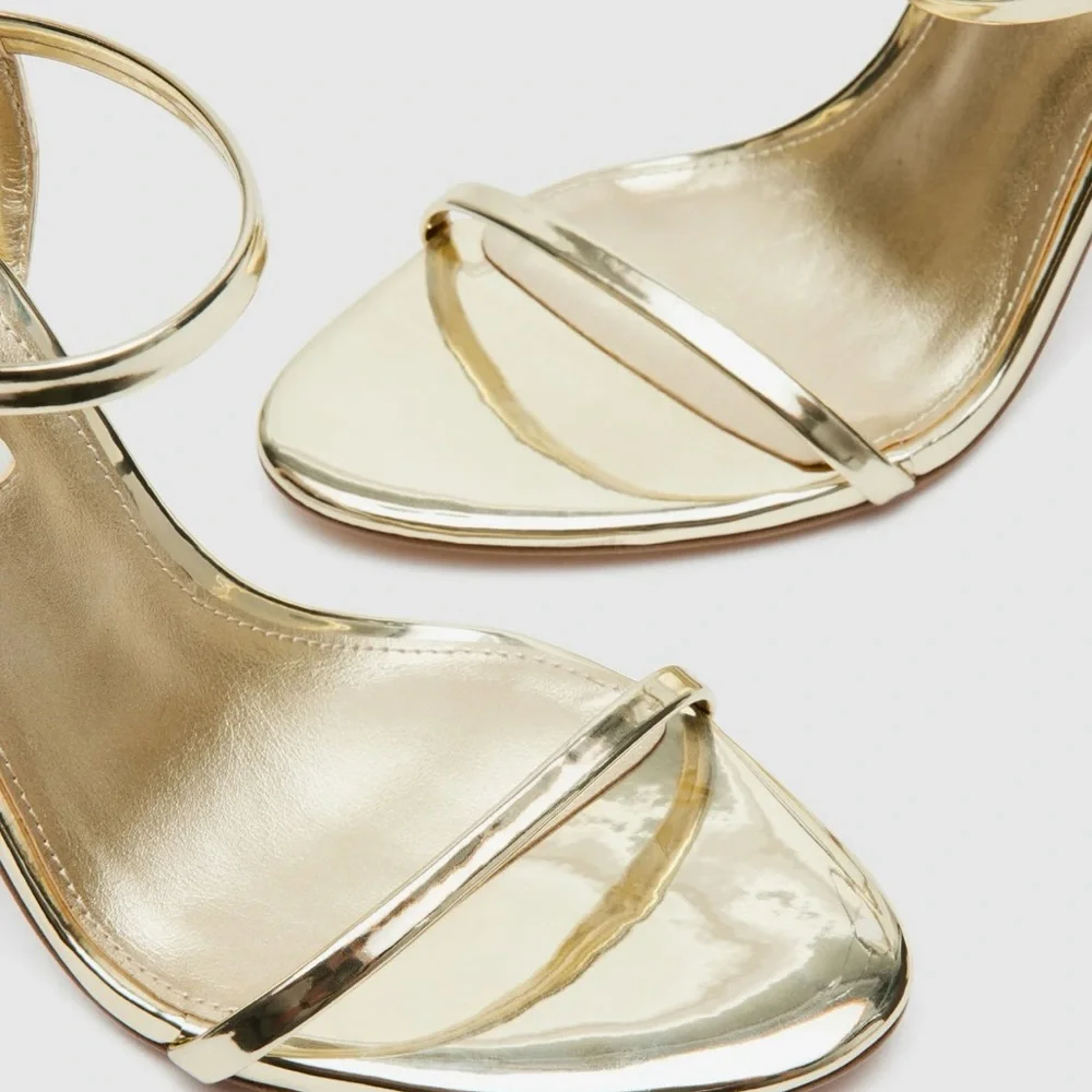 Steve Madden Metallic Gold Strappy Heels - Picture 6 of 7